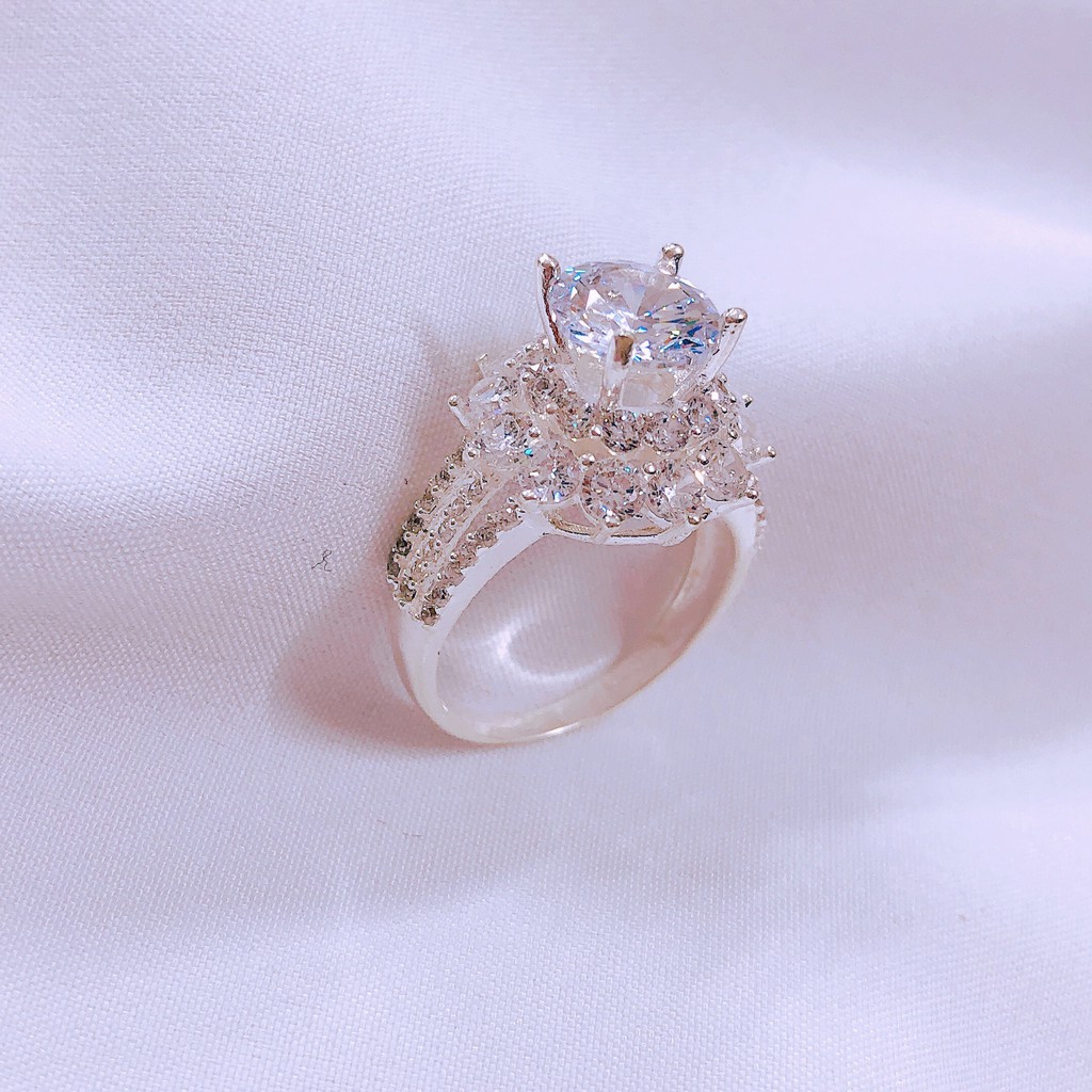 Nhẫn bạc thật, nhẫn nữ đính đá cao cấp cực đẹp ms02/ Trang sức bạc JQN