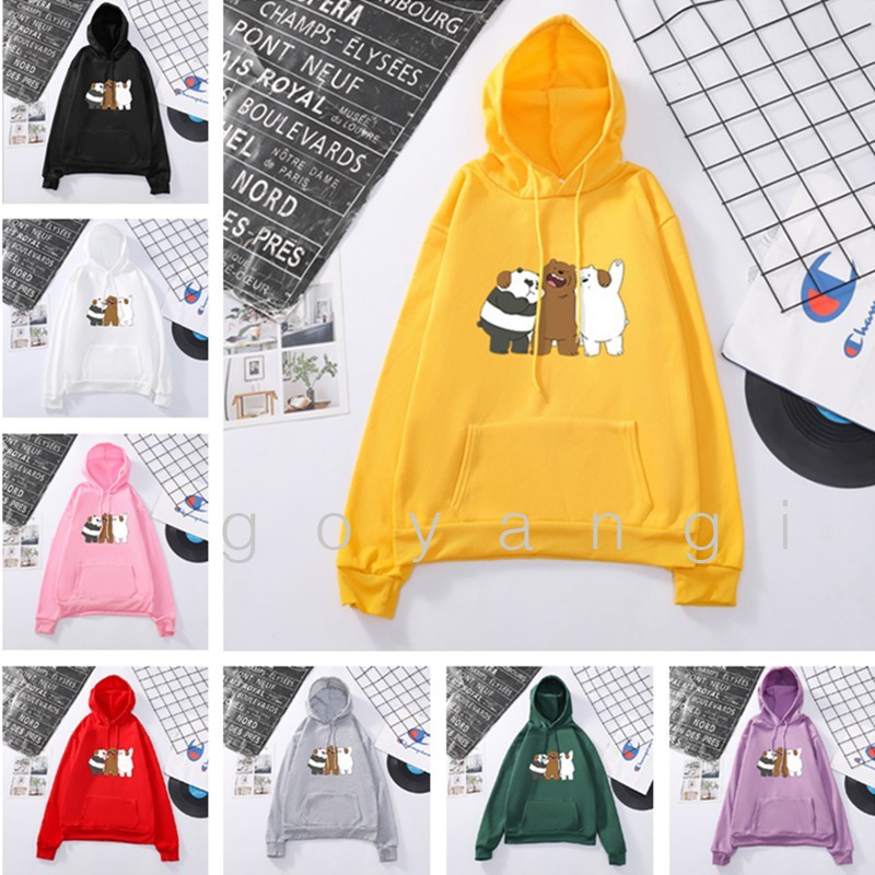 Áo hoodie goyangi We Bare Bear oversize phong cách hàn quốc