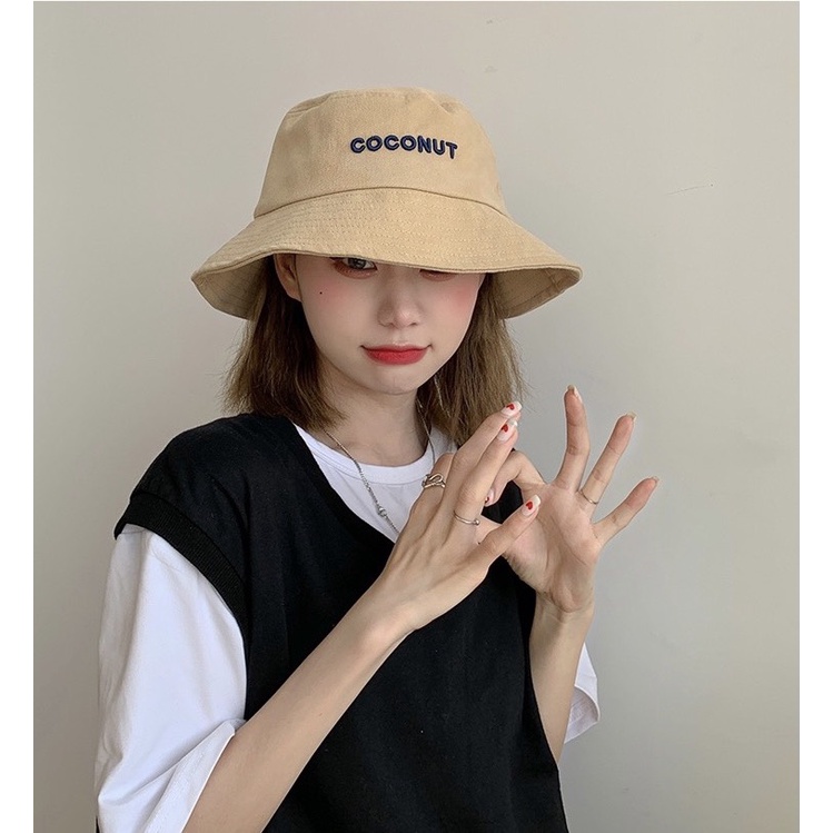 Mũ bucket vành tai cụp thêu chữ coconut nhiều màu Unisex  phù hợp nam nữ