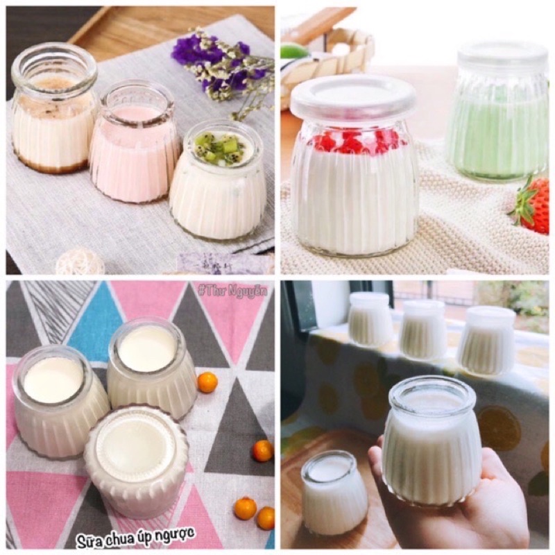 Hũ Thuỷ Tinh Sữa Chua Sọc Nắp Nhựa 100ml