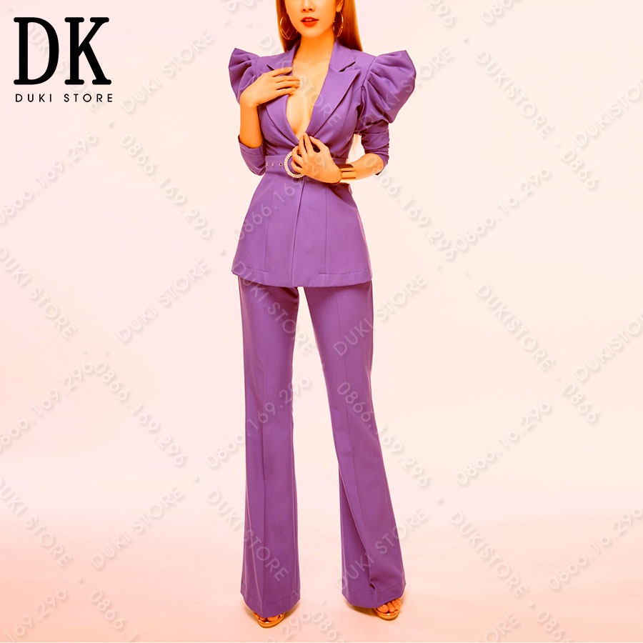 Vest thiết kế | Áo vest bộ vest nữ màu tím lục bình vai bồng sang trọng - DUKI STORE