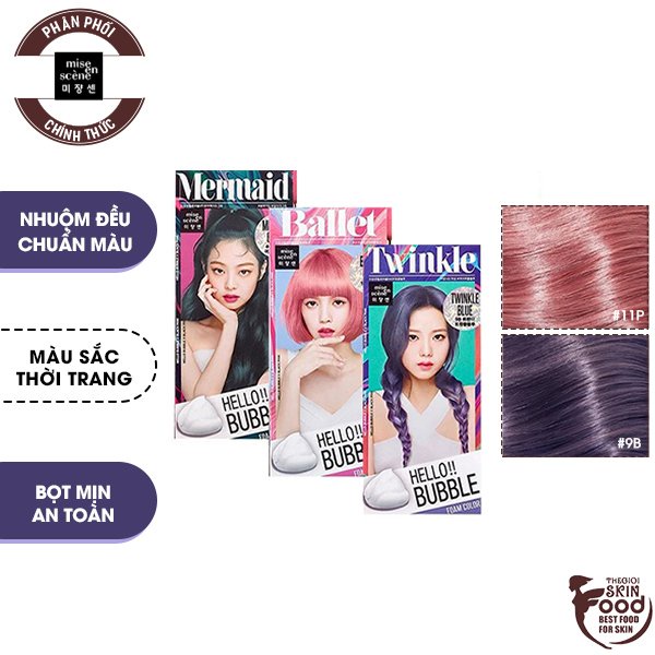 [Black Pink's Choice - Limited Edition] Thuốc Gội Nhuộm Tóc Dạng Bọt Miseen Hello Bubble Trendy Color Limited Edition