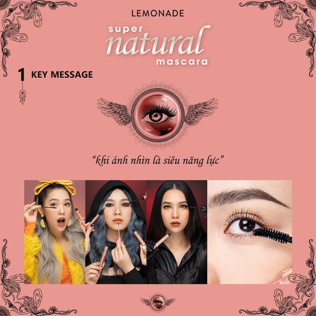 Mascara Lemonade SuperNatural Black Mi Dày Cong Vút, Kháng Lem, Bền Màu, Lâu Trôi 7.5g