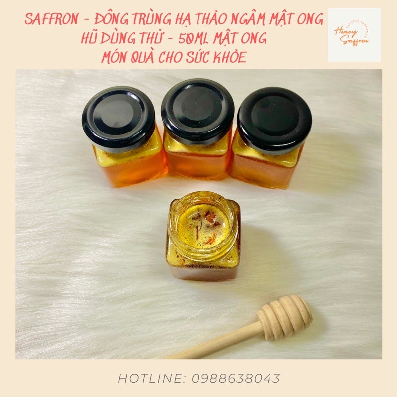 Saffron đông trùng hạ thảo ngâm mật ong - mẫu dùng thử 7 ngày - hũ 50ml - Saffron Tây Á nhập khẩu chính hãng từ Iran