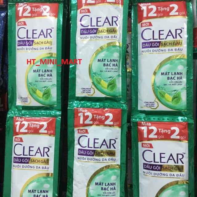 DÂY 14 GÓI  Dầu Gội Clear Mát Lạnh Bạc Hà (mua 12 tặng 2)