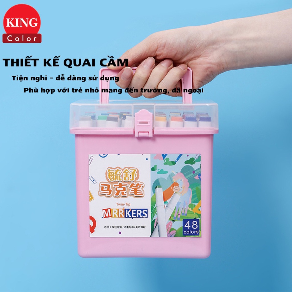 Bút màu dạ Marker Touch hai đầu cao cấp - Hộp nhựa kèm đế Bộ 30/36/48/60/80 màu chuyên nghiệp họa cụ tô màu vẽ tranh
