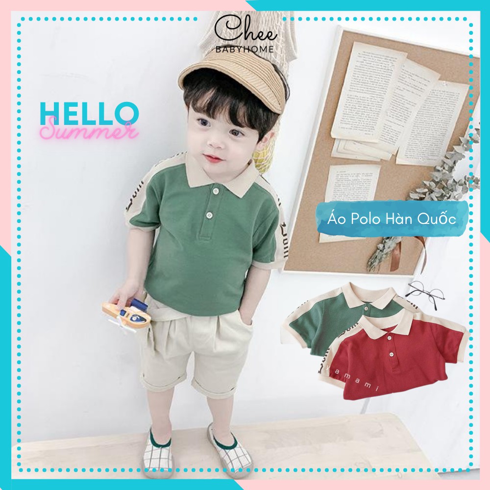 Áo polo bé trai Hàn Quốc cực xịn, áo thun có cổ cho bé trai 100% cotton cực mềm mịn - Chee Babyhome