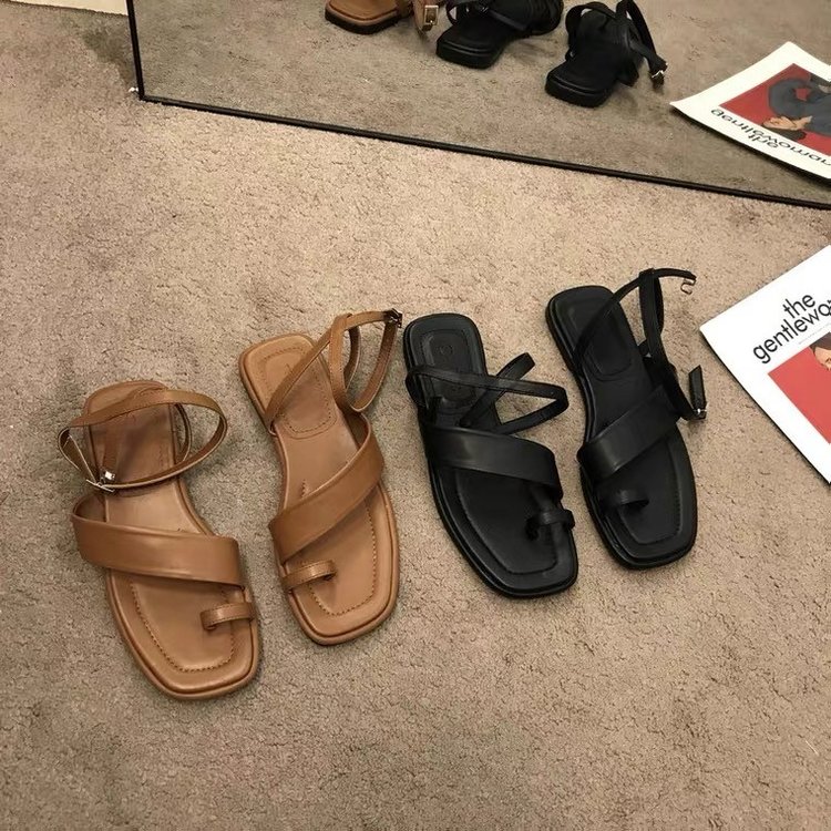 [ Mã 66CBSALE giảm 30K đơn 200K] Sandal Kẻ Nâu Xăng đan Đế Bằng Mũi Vuông Thời Trang Dành Cho Nữ | BigBuy360 - bigbuy360.vn