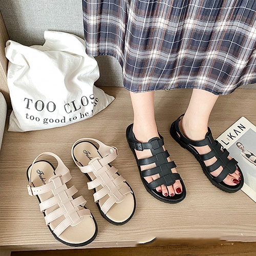 Dép Sandal nữ đi học kiểu rọ cao cấp chống nước cá tính thời trang, Giày đi học nữ nhựa dẻo quai ngang độc đáo
