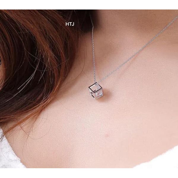 Dây chuyền nữ bạc thật mặt rubic xinh xắn/ Trang sức bạc JQN gian hàng uy tín, chất lượng