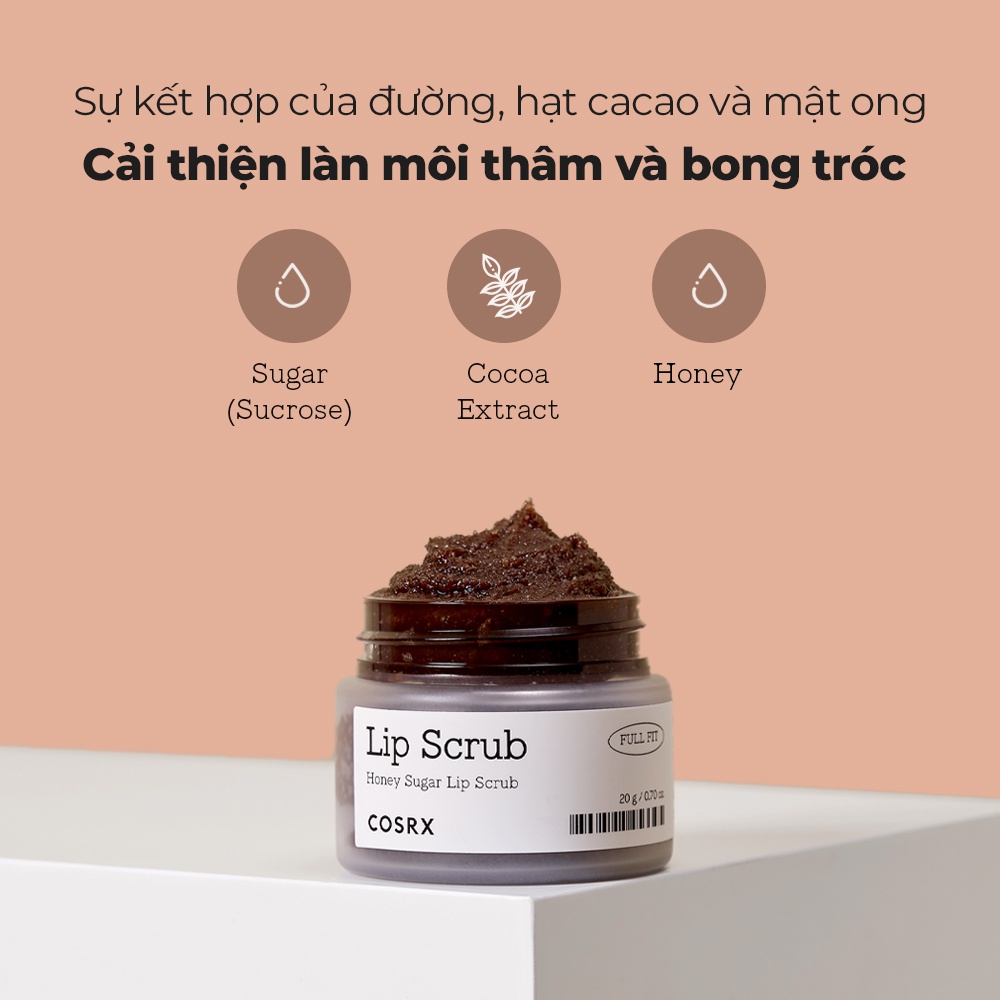 Tẩy da chết môi COSRX Lip Scrub - Full Fit Honey Sugar Lip Scrub 20g