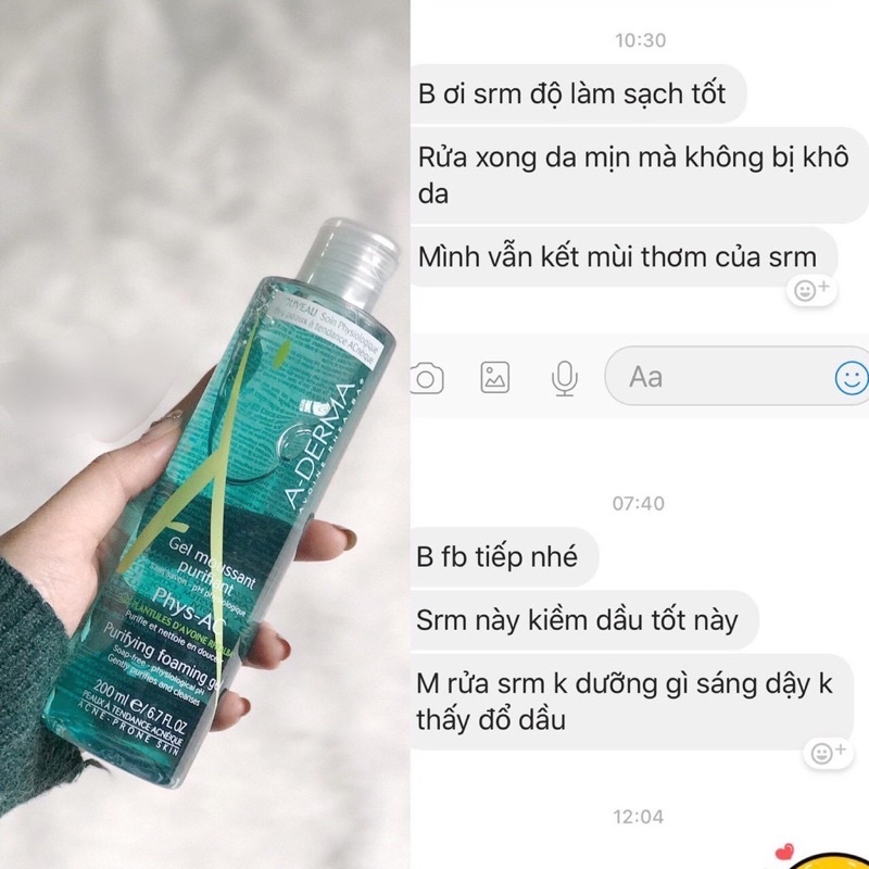 Sữa rửa mặt dành cho da dầu mụn,nhạy cảm ADERMA 200ml | BigBuy360 - bigbuy360.vn