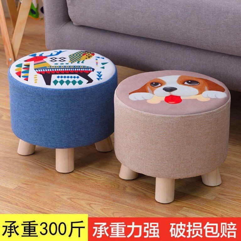 ghế ngồi cho béGhế đẩu nhỏ bằng gỗ rắn chắc thấp sáng tạo tròn cho trẻ em sofa mềm thay đổi phòng khách bàn cà p
