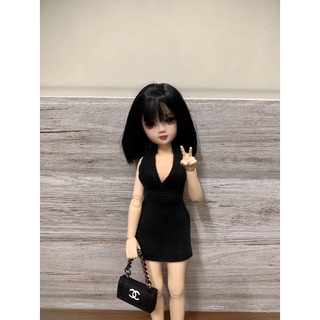Đầm đen thun ôm body size blythe,ob,xinyi,barbie