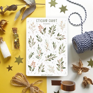 Sticker Sheet - Branches - Chuyên dán sổ | Bullet Journal Stickers, Nature Stickers, Greenery Stickers, Floral Sticker