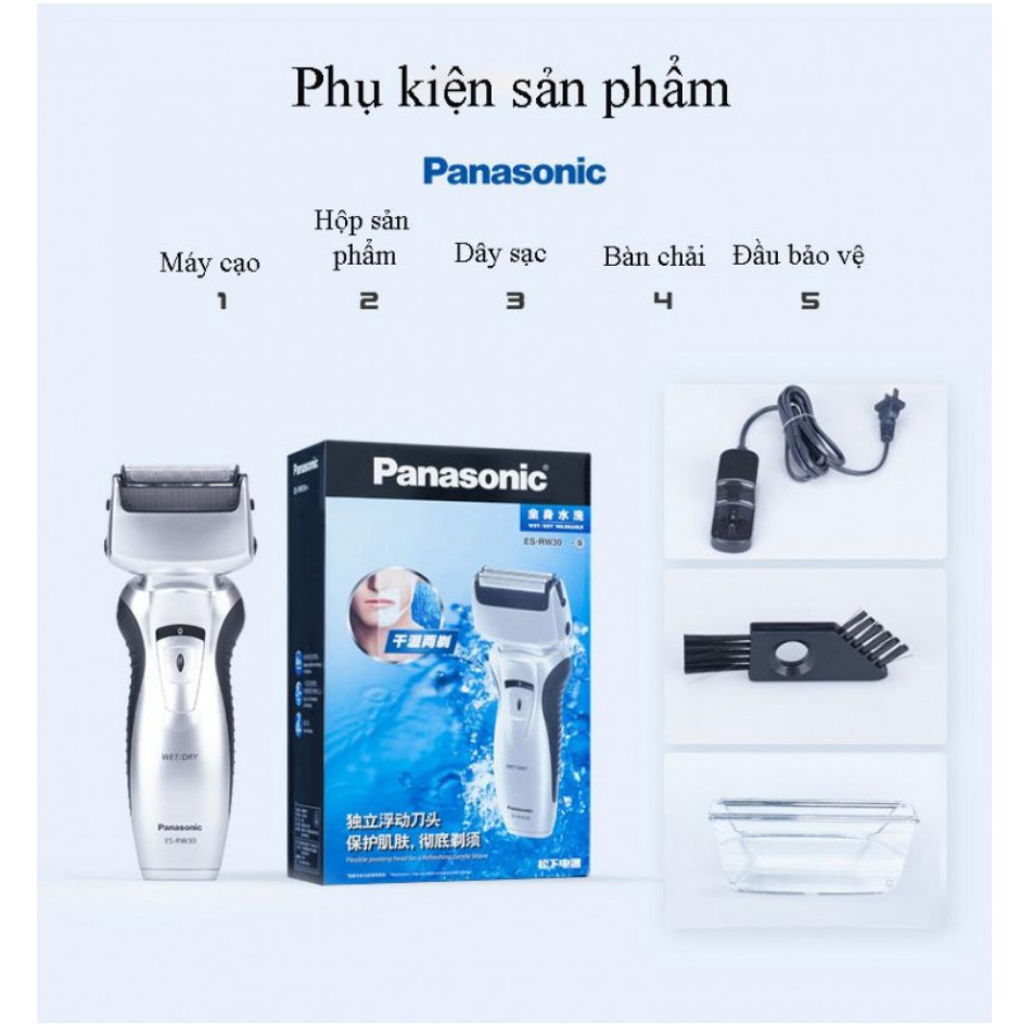 Máy cạo râu Panasonic ES-RW30 (bạc) lưỡi kép dùng được cả ướt và khô- HÀNG CHÁNH HÃNG NHẬP KHẨU