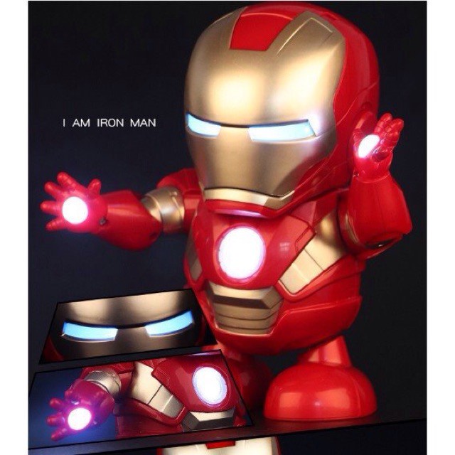 Đồ Chơi Siêu Nhân Iron Man-Mở Mặt-Có Nhạc-Nhảy Múa-Có Đèn Led Nhấp Nháy Rất Đẹp