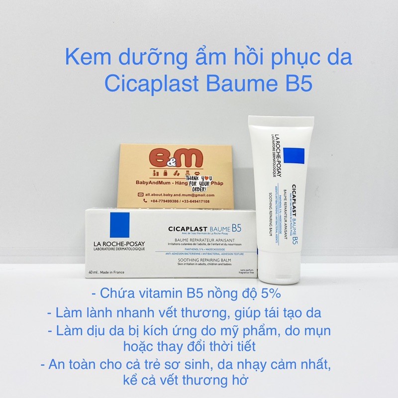 Hàng Pháp- Kem dưỡng phục hồi, dịu da B5 La Roche Posay Cicaplast Baume B5