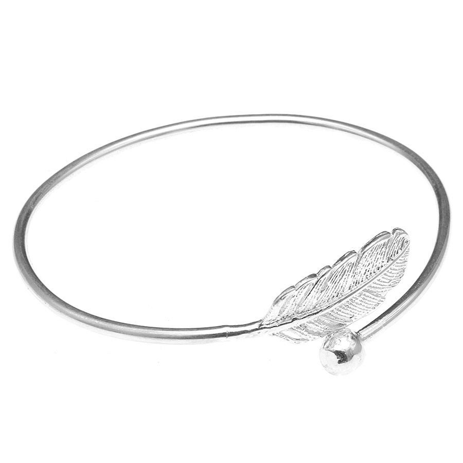 Vòng tay nữ BẠC HIỂU MINH LTU307 dạng kiềng lông vũ mix bi bạc