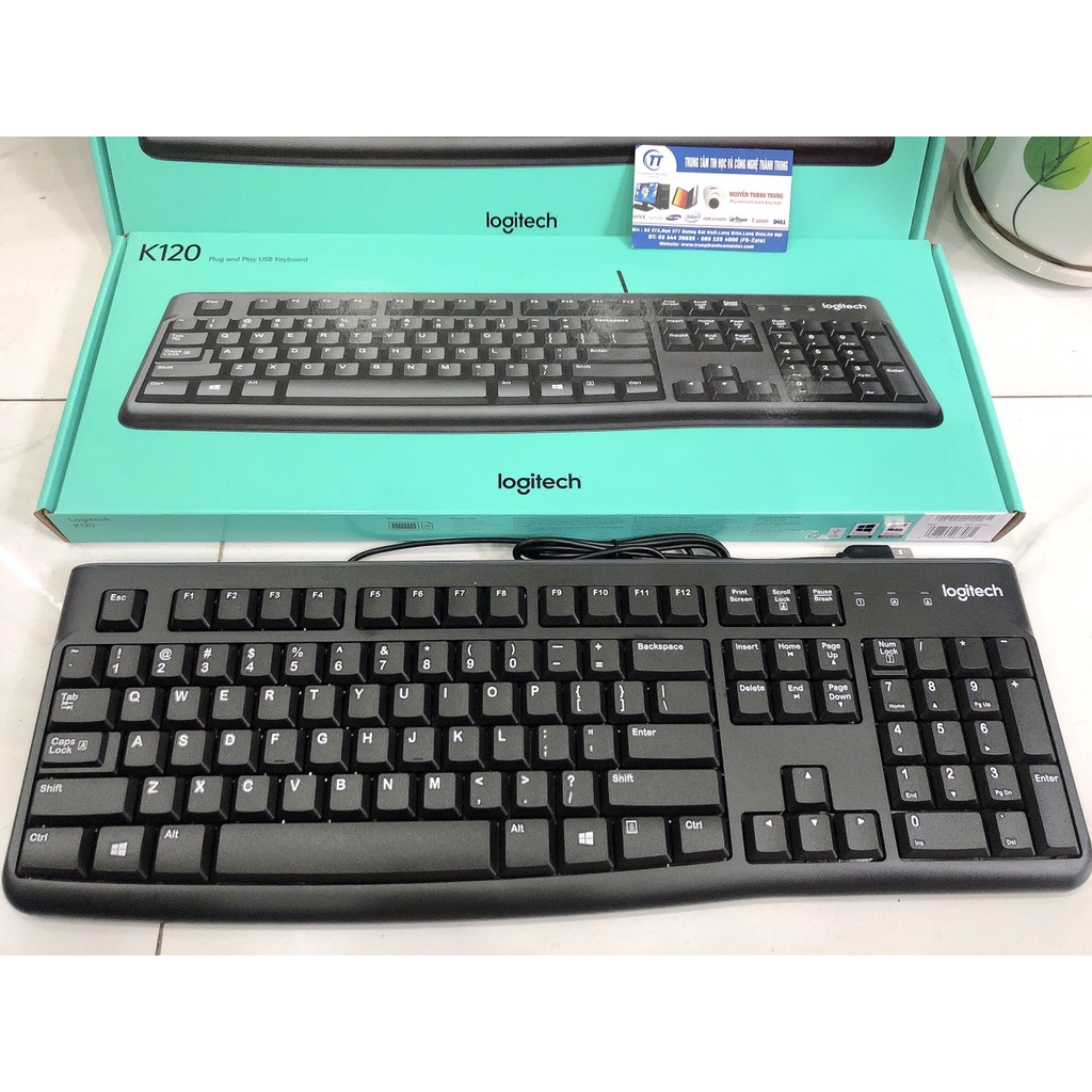 Combo Bộ Phím Chuột Logitech K120 + B100 có dây USB (Đen) - Bảo hành Chính hãng 36 Tháng