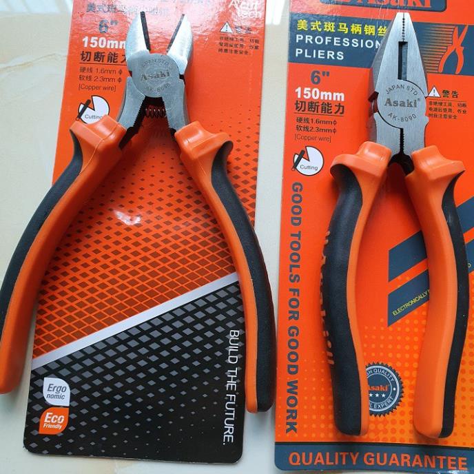 Kìm cắt - Kìm điện - Kìm nhọn Asaki cao cấp đủ cỡ chất liệu thép CRV khổng gỉ bền bỉ cứng cáp