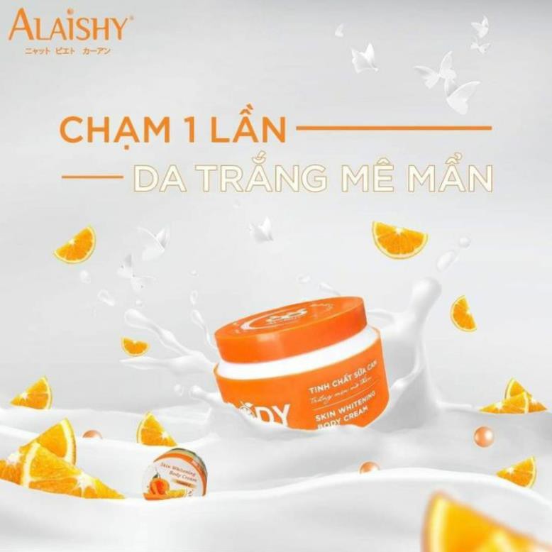 Kem dưỡng trắng da Body sữa cam Alaishy tặng kèm kích trắng