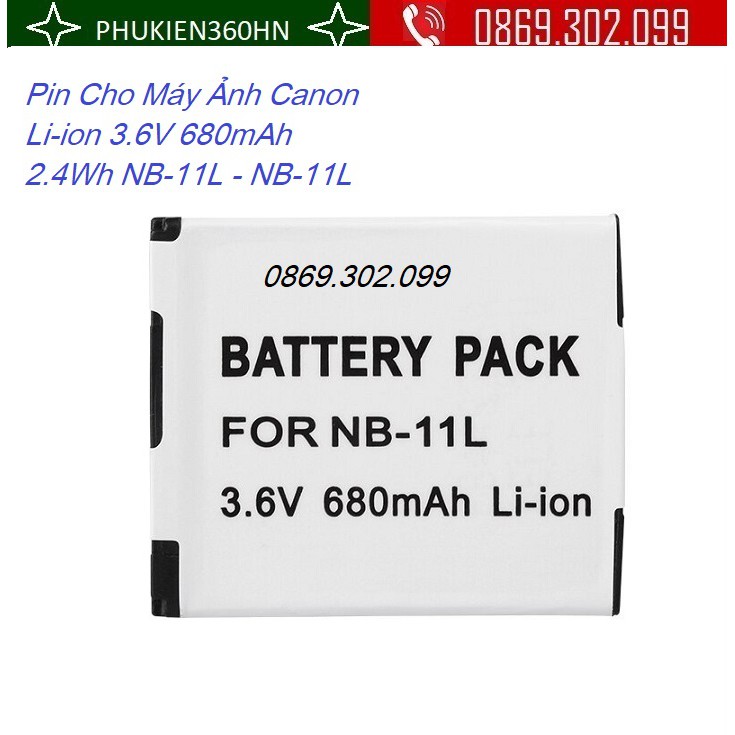 Pin Cho Máy Ảnh Canon Li-ion 3.6V 680mAh 2.4Wh NB-11L