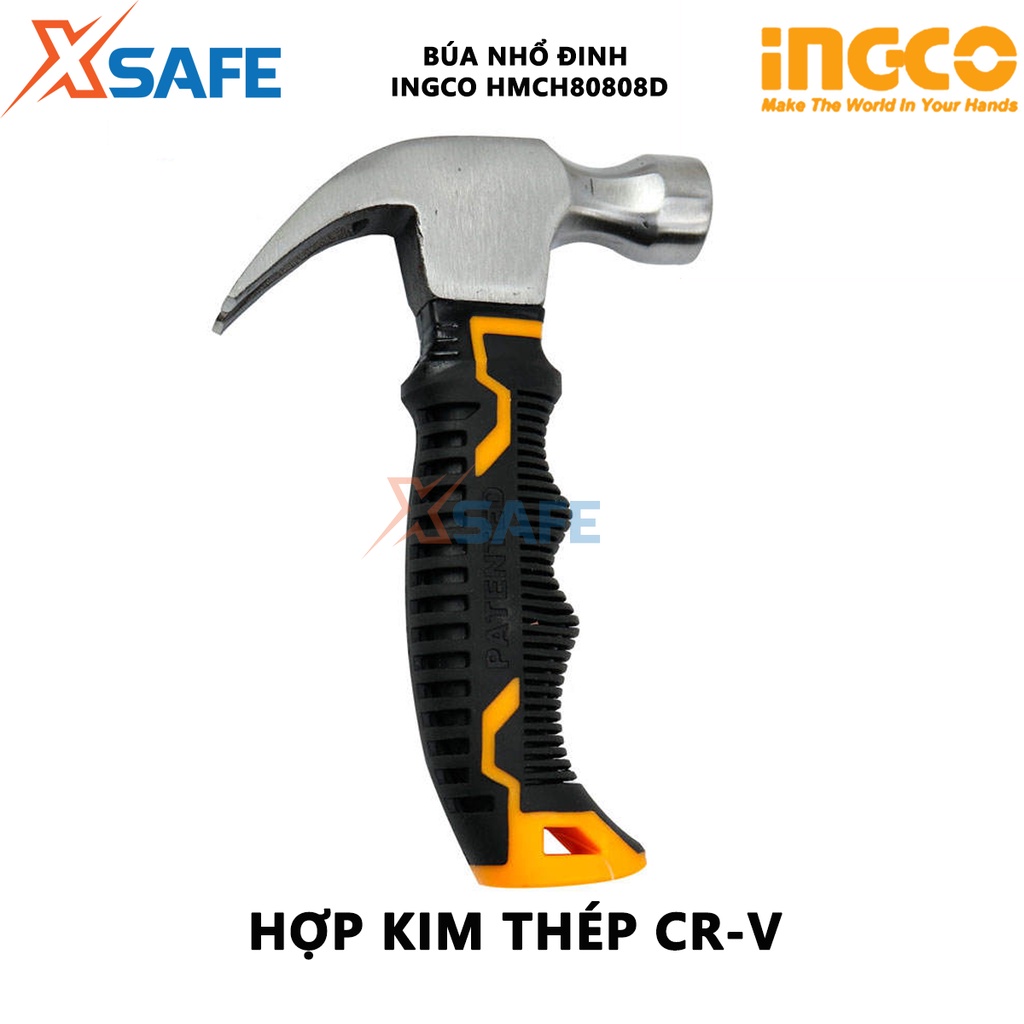 Búa cầm tay INGCO HMCH80808D Búa nhổ đinh mini thép cacbon, tay cầm 12cm, dùng cho gia đình, nhỏ, gọn - [XSAFE]