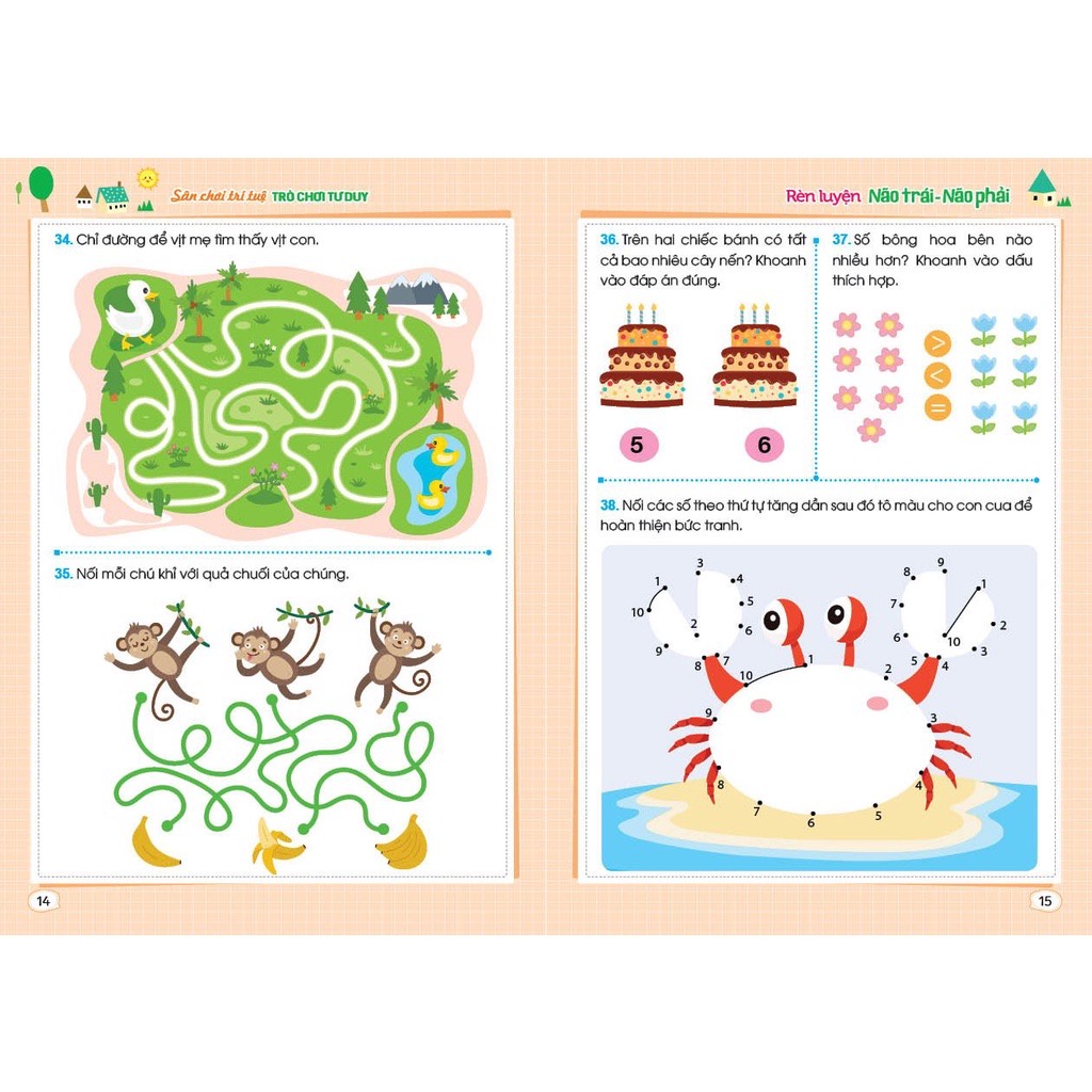 Sách Rèn Luyện Não Trái, Não Phải Sân Chơi Trí Tuệ Dành Cho Trẻ - Bộ 3 Cuốn Cho Bé Từ 3-6 Tuổi