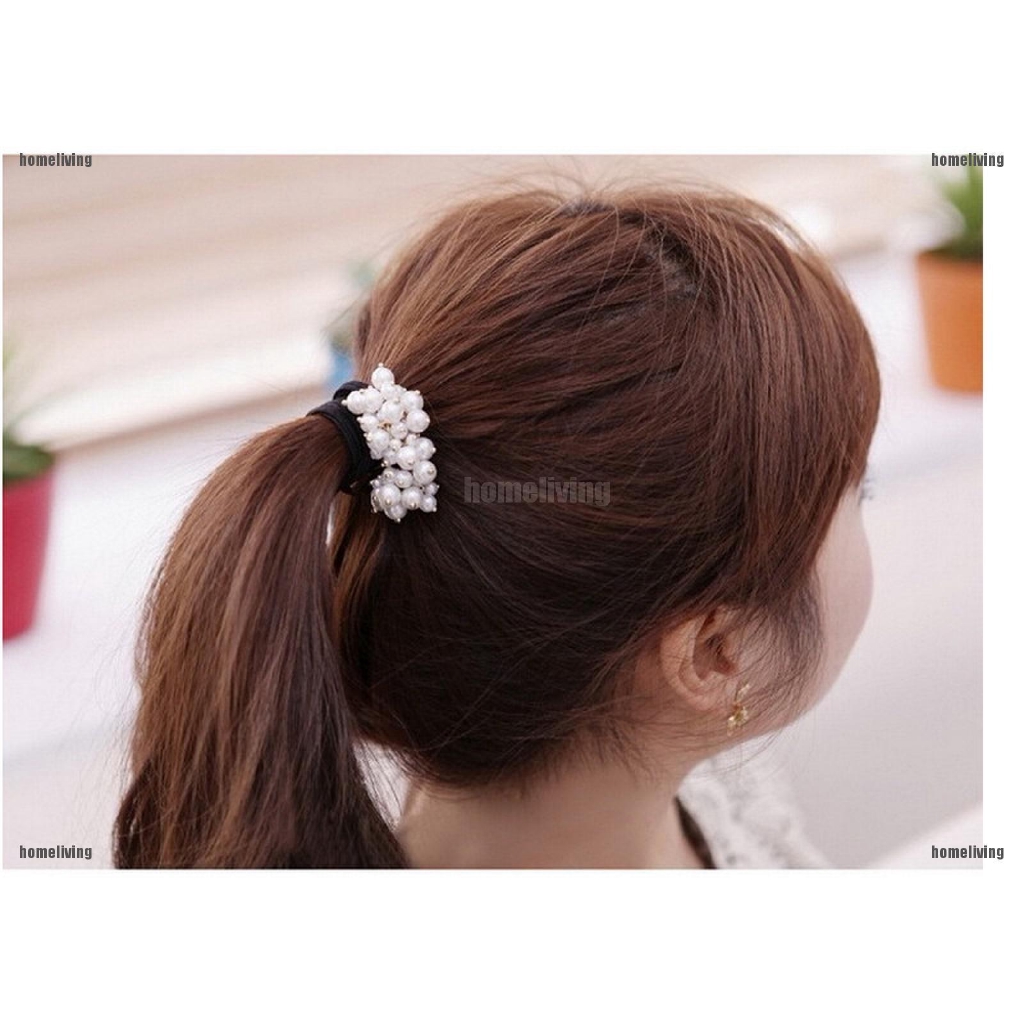 Set 2 Dây Buộc Tóc Đính Ngọc Trai Xinh Xắn Cho Nữ