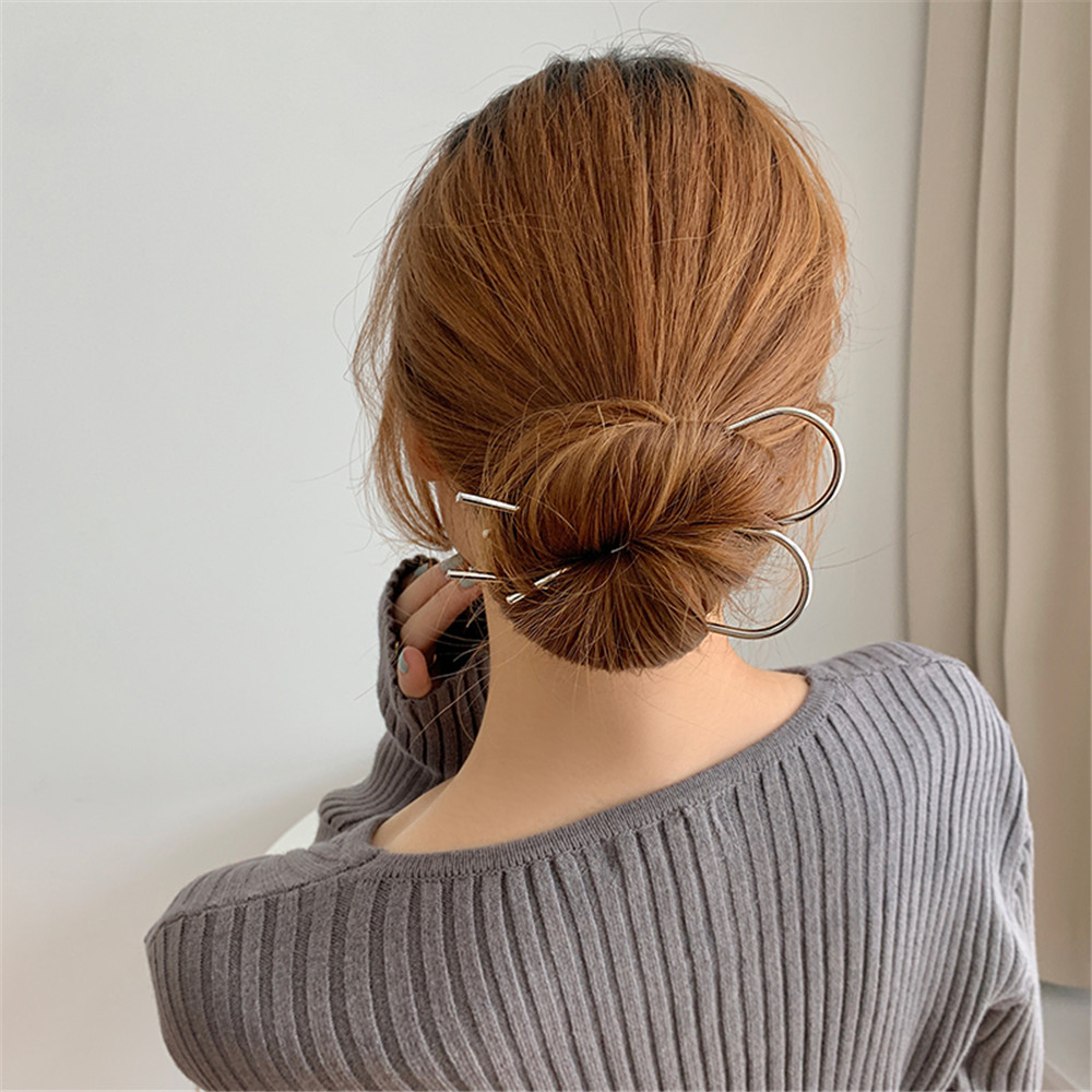 Trâm cài tóc bằng kim loại kiểu dáng đơn giản cho nữ