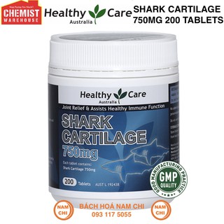 Viên Uống Shark Cartilage 750mg Sụn Vi Cá Mập Healthy Care 200 viên - Hỗ Trợ Xương Khớp