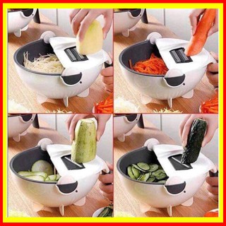 Bộ dụng cụ đa năng nạo gọt rau củ quả 5 in 1 kèm rổ, dụng cụ nhà bếp bào sợi, thái lát có nhiều lưỡi dao thay thế 5.0