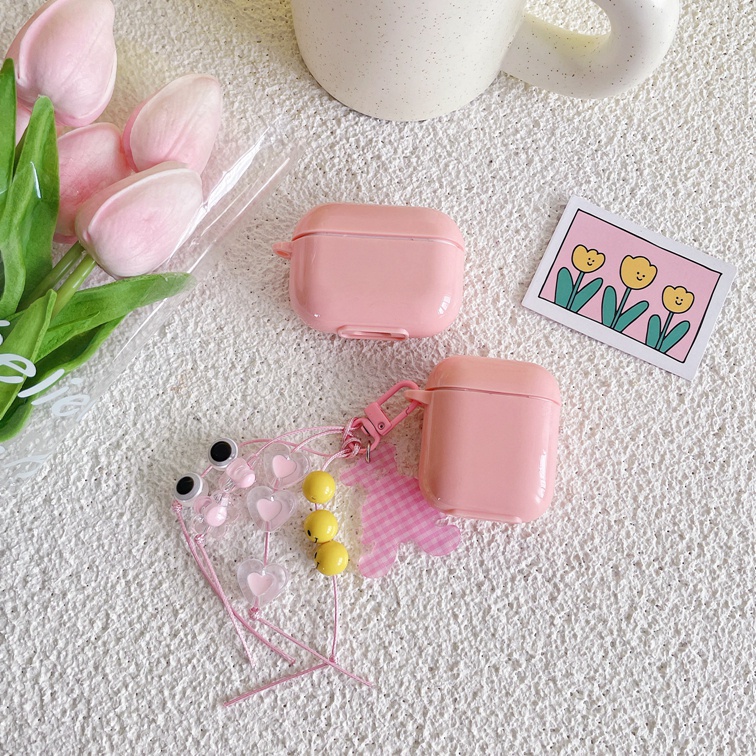 Vỏ Bảo Vệ Hộp Sạc Tai Nghe Bluetooth airpods 1 2 3 pro Bằng tpu Họa Tiết Sọc Caro Màu Hồng Gắn Móc Khóa Tiện Dụng