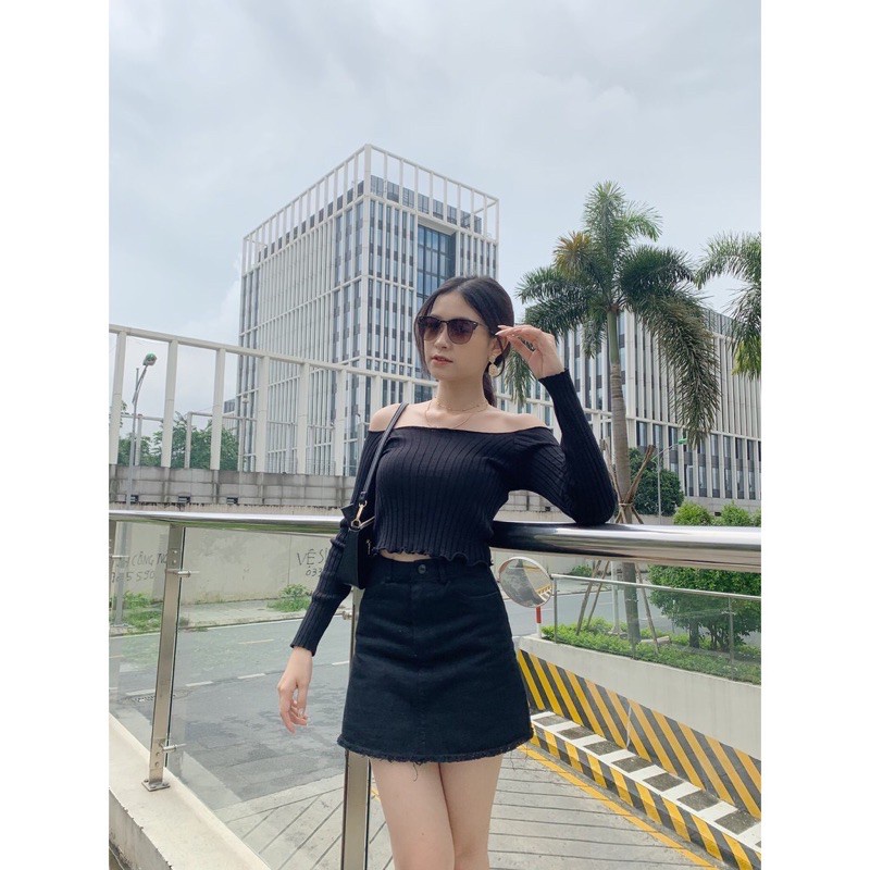 Áo Thun Nữ Trễ Vai Dài Tay Chất Thun Gân Đẹp - Titifa Shop