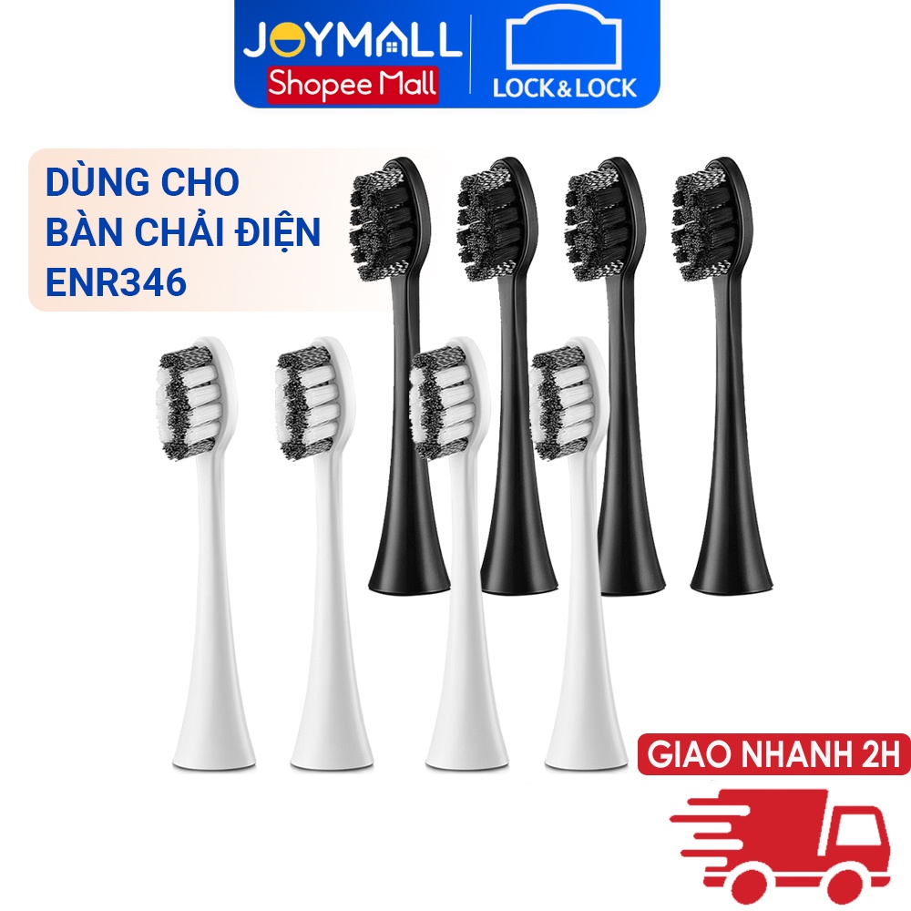 Bộ 4 đầu thay thế cho bàn chải điện Lock&Lock ENR346 - Hàng chính hãng mã ENR546 màu trắng và màu đen - JoyMall