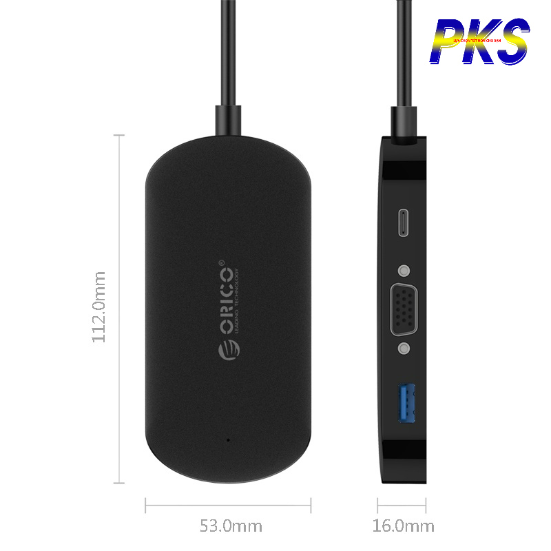 Cáp chuyển đổi đa năng Type-C to USB 3.0-A / Type-C / VGA Adapter ORICO TCV1 - Màu Trắng - Hàng chính hãng