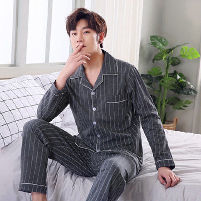 Bộ đồ ngủ pajamas tay dài họa tiết thời trang dành cho nam