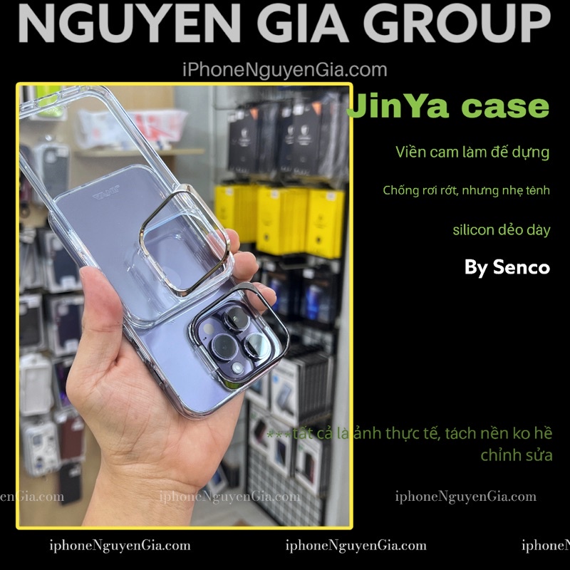 Ốp silicon dẻo nhẹ viền cam chống rơi rớt Jinya Clear Pro iPhone 14 pro max/ iP 14 plus  Nguyễn gia group Cao Đạt Q5