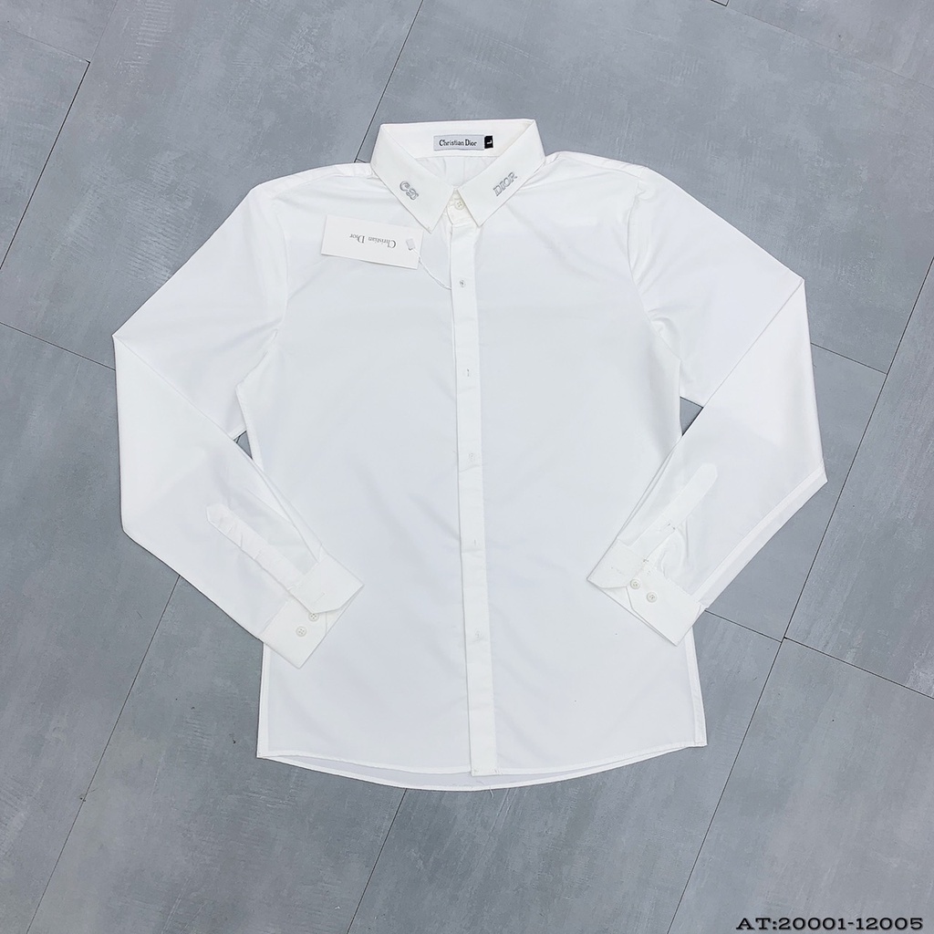 Áo SoMi DIOR Trắng Nam ❌ 𝗦𝗔𝗟𝗘 𝗞𝗜̉ 𝗟𝗨̣𝗖 ❌ Áo nam dài tay cổ bẻ form dáng Slimfit vải lụa nến không nhăn không xù TELUXURY