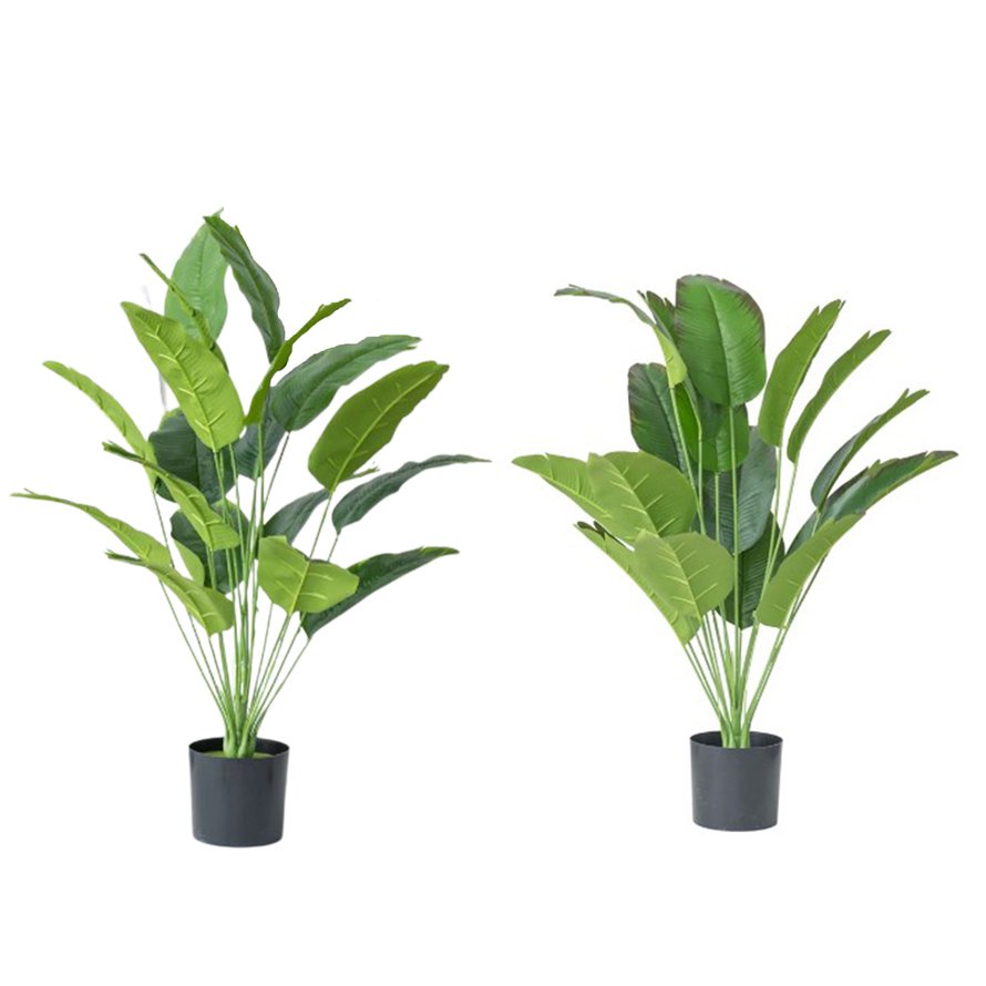 Bộ 18 Lá Chuối Giả Bằng Nhựa Trang Trí Nhà Cửa / Cây Skybird cao cấp Cây chuối Skybird phân loại Maranta Plant Viral Cây nhân tạo / Cây trồng trong chậu 18 lá Cây cọ nhựa giả nhân tạo lớn