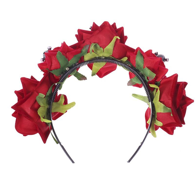 Flgo Băng Đô Nhung Hóa Trang Đầu Lâu Hoa Hồng Nở Trong Ngày Halloween