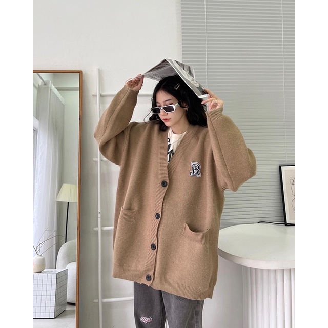 ÁO KHOÁC LEN THÊU CHỮ R CHẤT DÀY ĐẸP