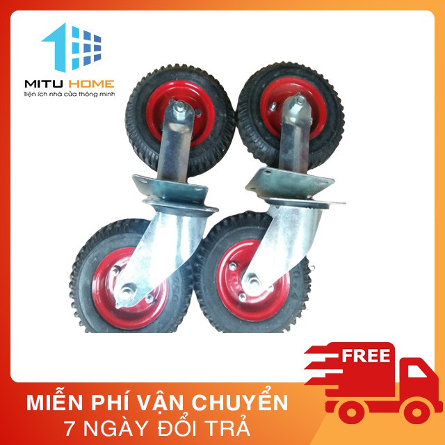 [ Bánh xe đầy hàng] Bộ 4 bánh xe đẩy hàng chế xe đẩy 4 bánh bao gồm 2 bánh xoay 2 bánh cố định loại 20cm