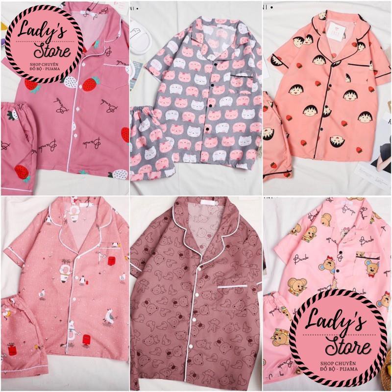 Đồ bộ nữ pijama lụa ngủ mặc nhà Kate Thái tay ngắn quần dài bigsize dễ thương ...