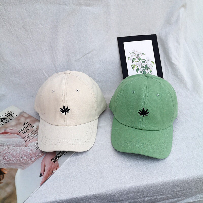 Mũ lưỡi trai nam nữ họa tiết thêu hình lá phong ,Nón kết phong cách Ulzzang form unisex nam nữ