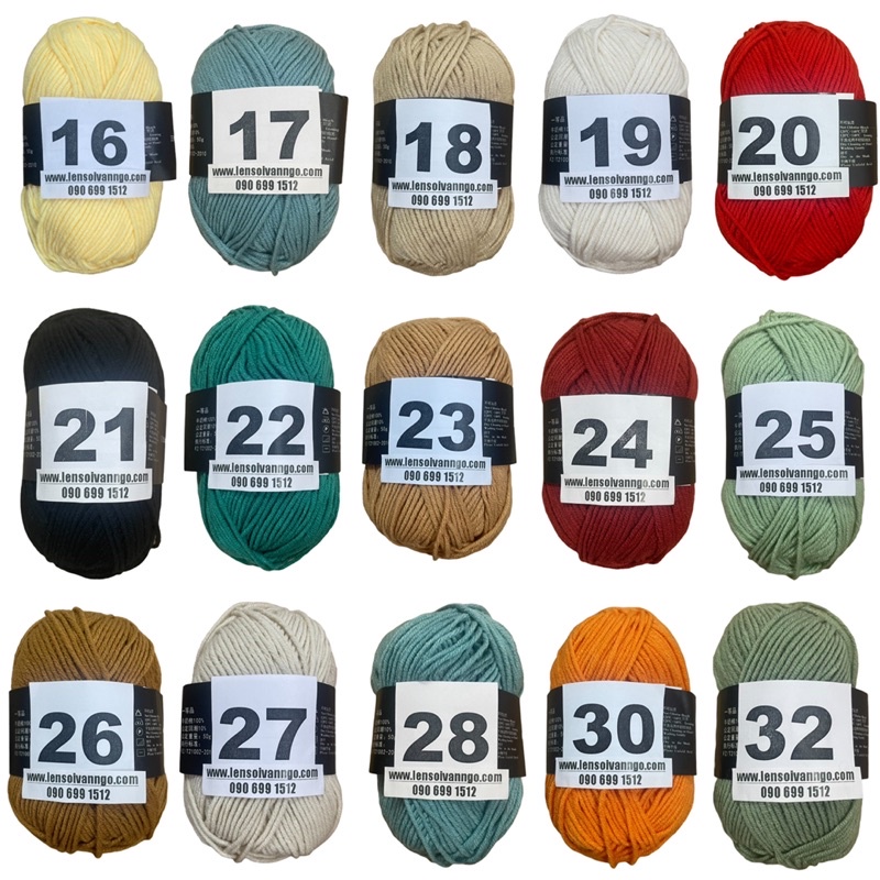 Len Milk Cotton mác đen (cuộn 50gr) (Bảng màu 1)