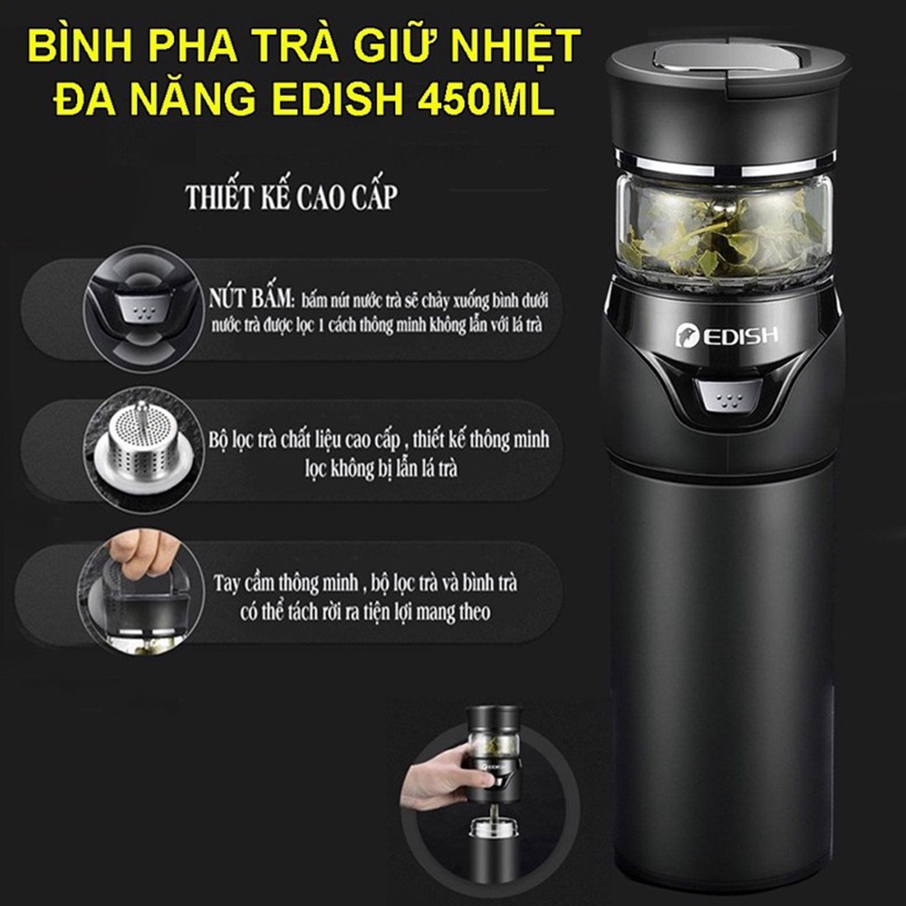 Bình pha trà kiêm bình giữ nhiệt đa năng SEKA - KAW inox 316 dung tích 450ml - Bảo hành 12 tháng