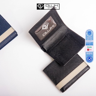 [DA THẬT 100%] Ví da nam, ví dáng đứng nhỏ gọn, da Safiano cao cấp Cosmos - thời trang OLUX - Full Box