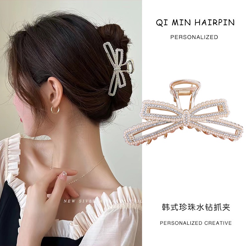 Kẹp tóc đính hạt phong cách Hàn Quốc
